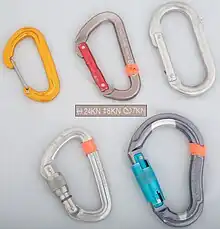 Image 3Non-locking (top) and locking (bottom) carabiners (from Rock-climbing equipment)