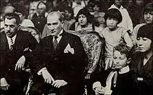 Mustafa Kemal Atatürk (mid) in Ankara on the "Day of National Sovereignty", present-day the "National Sovereignty and Children's Day" (1929)