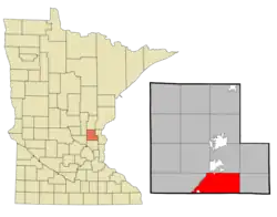 Location of the township of Athens within Isanti County, Minnesota