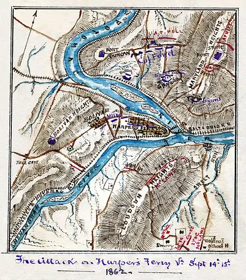 A restored version of Sneden's map for the Battle of Harpers Ferry