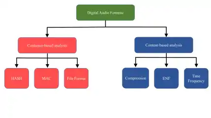 Block scheme that explains the audio forensic authenticity division