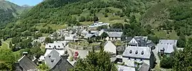 An overall view of the village of Aulon in the Hautes-Pyrénées.