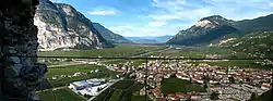 Salorno in the Adige valley, view from the Haderburg