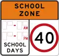 (R4-235) School Zone (Non-standard school operating hours, used in New South Wales)