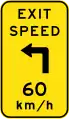 (W1-9-3) Exit advisory speed with turn to left