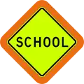 (W6-4) School (with target board) (Used in Queensland)