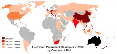 Image 20Countries of birth of Australian estimated resident population, 2006 (from Culture of Australia)