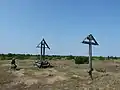 The memorial crosses on the site of Pustozyersk, placed where Avvakum was burned