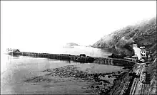 Avila Beach and Harford Pier, late 19th century.  Point San Luis and Whaler's Island are visible in the near distance.