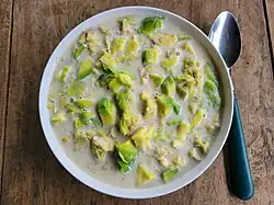 Avocado in milk and sugar, a traditional dish from the Philippines where avocados are regarded as a dessert fruit, rather than savory.