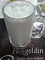 Ayran served in a glass in Ankara, Turkey