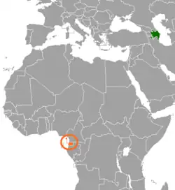 Map indicating locations of Azerbaijan and Equatorial Guinea