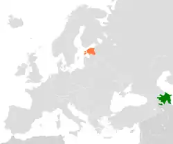 Map indicating locations of Azerbaijan and Estonia