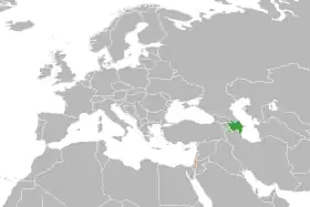 Map indicating locations of Azerbaijan and Palestine