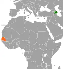 Map indicating locations of Azerbaijan and Senegal