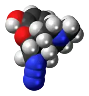 Space-filling model of the azidomorphine molecule