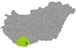 Bóly District within Hungary and Baranya County