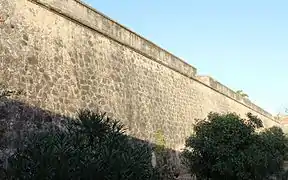 Strong south curtain wall with bartizan in the background