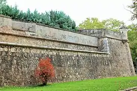 Details of bartizan, embrasures and curtain wall on north side