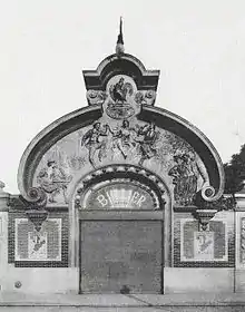 Entrance gate, circa 1930.