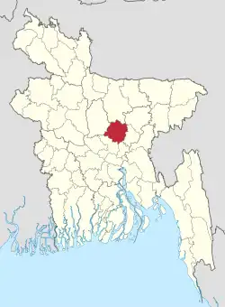 Location of Gazipur District in Bangladesh