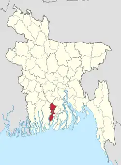 Location of Pirojpur in Bangladesh