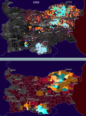 Distribution of Turks according to the 1946 census