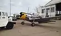 A BT-13 Valiant being towed from the Chico Air Museum hangar. This is the museum's only flight-worthy aircraft and is on loan to the museum.