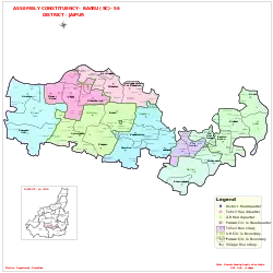 Assembly map of Bagru constituency in Rajasthan.