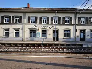 Two-story building with hipped roof