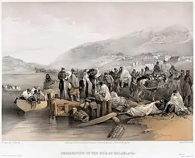 Image 3Crimean WarArtist: William Simpson; Lithographer: Edmond Morin; Restoration: NativeForeignerA tinted lithograph, titled "Embarkation of the sick at Balaklava", shows injured and ill soldiers in the Crimean War boarding boats to take them to hospital facilities. Modern nursing had its roots in the war, as war correspondents for newspapers reported the scandalous treatment of wounded soldiers in the first desperate winter, prompting the pioneering work of women such as Florence Nightingale, Mary Seacole, Frances Margaret Taylor and others.More selected pictures