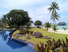 Beach outside the clubhouse at Balesin Island