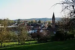 The center of Bammental with the town hall and the Lutheran church