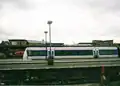 Banbury station. A Chiltern Railways Train arrives at Banbury railway station.