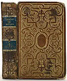 A book cover, made of gilded brown calf's leather