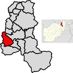 Map of Takhar Province with Bangi highlighted in red