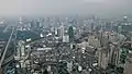 City panorama at dusk, observation platform.