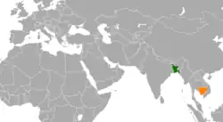 Map indicating locations of Bangladesh and Cambodia