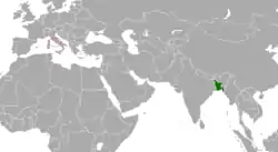 Map indicating locations of Bangladesh and Holy See