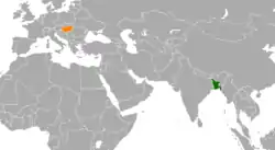 Map indicating locations of Bangladesh and Hungary