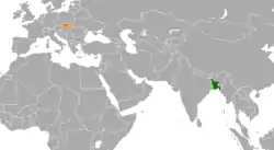 Map indicating locations of Bangladesh and Slovakia