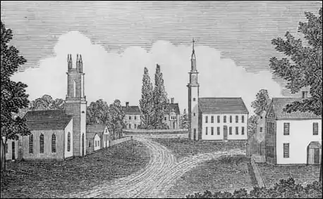 Barber's View of the center of Bethlehem (published 1836), said to be the earliest depiction of the Connecticut town.