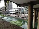 Concrete columns in the pond next to Lakeside Terrace