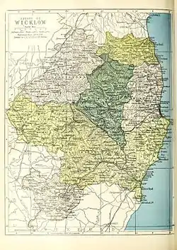 Baronies of County Wicklow. Shillelagh is in the southwest.