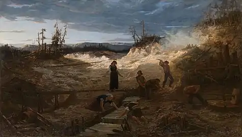 Ancient California, painting in the Musée Bartholdi, Colmar. Height 150 cm (59 in), width 200 cm (79 in). Between 1871 and 1876.