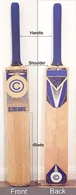 a cricket bat (front and back)