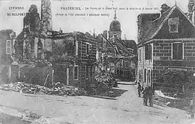 View of destruction to the village