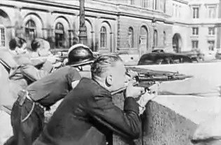 The uprising against the Germans in Paris began on 19 August 1944, with the takeover of the police headquarters and other government buildings (La Libération de Paris 1944)