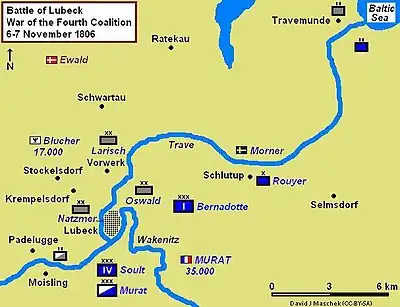 Map of the Battle of Lübeck