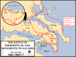 Map showing major incidents of the second Persian invasion of Greece